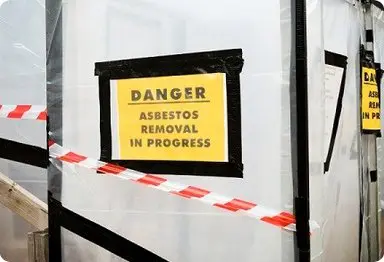 "Danger Abestos Removal in Progress" sign