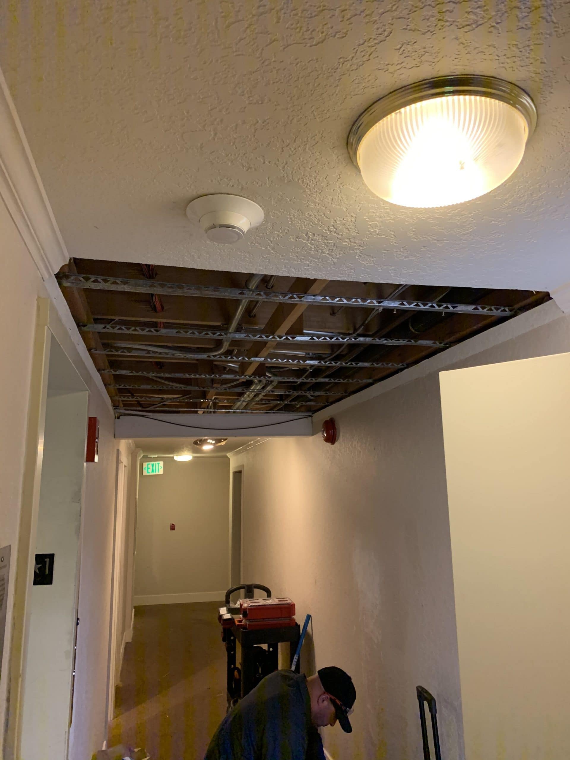Ceiling Removed From Water Damage.