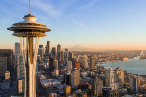 Seattle Skyline at Sunset with Space needle
