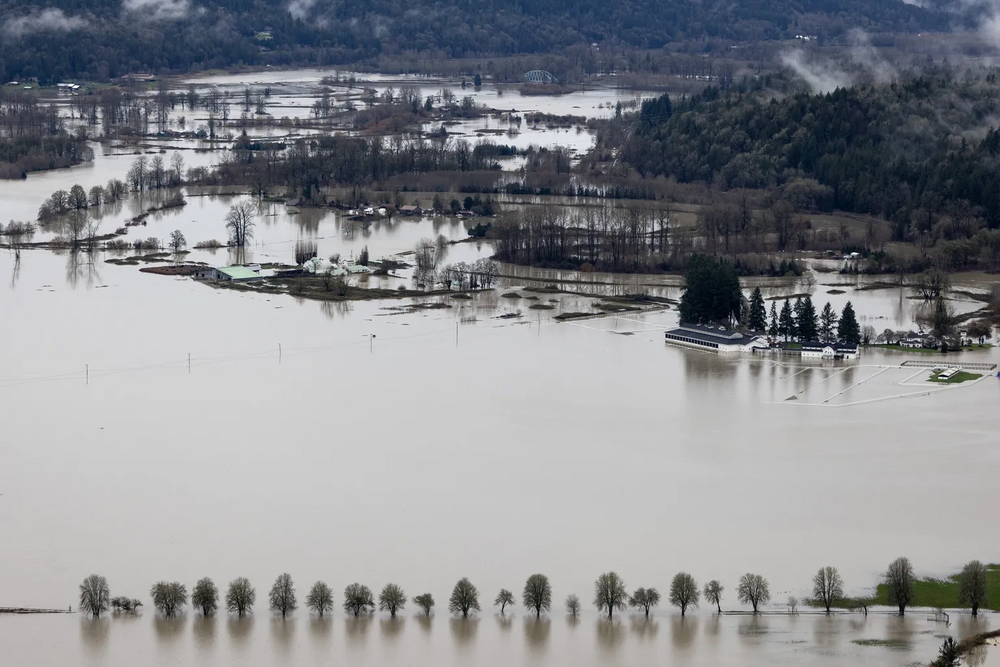 Aerial view of flooding in Seattle